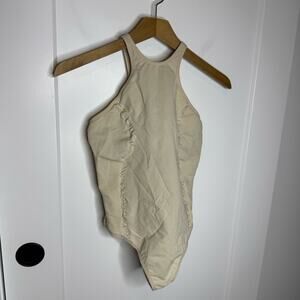 Nike Yoga Stretch Knit Cream Nude Tank Bodysuit Size Small